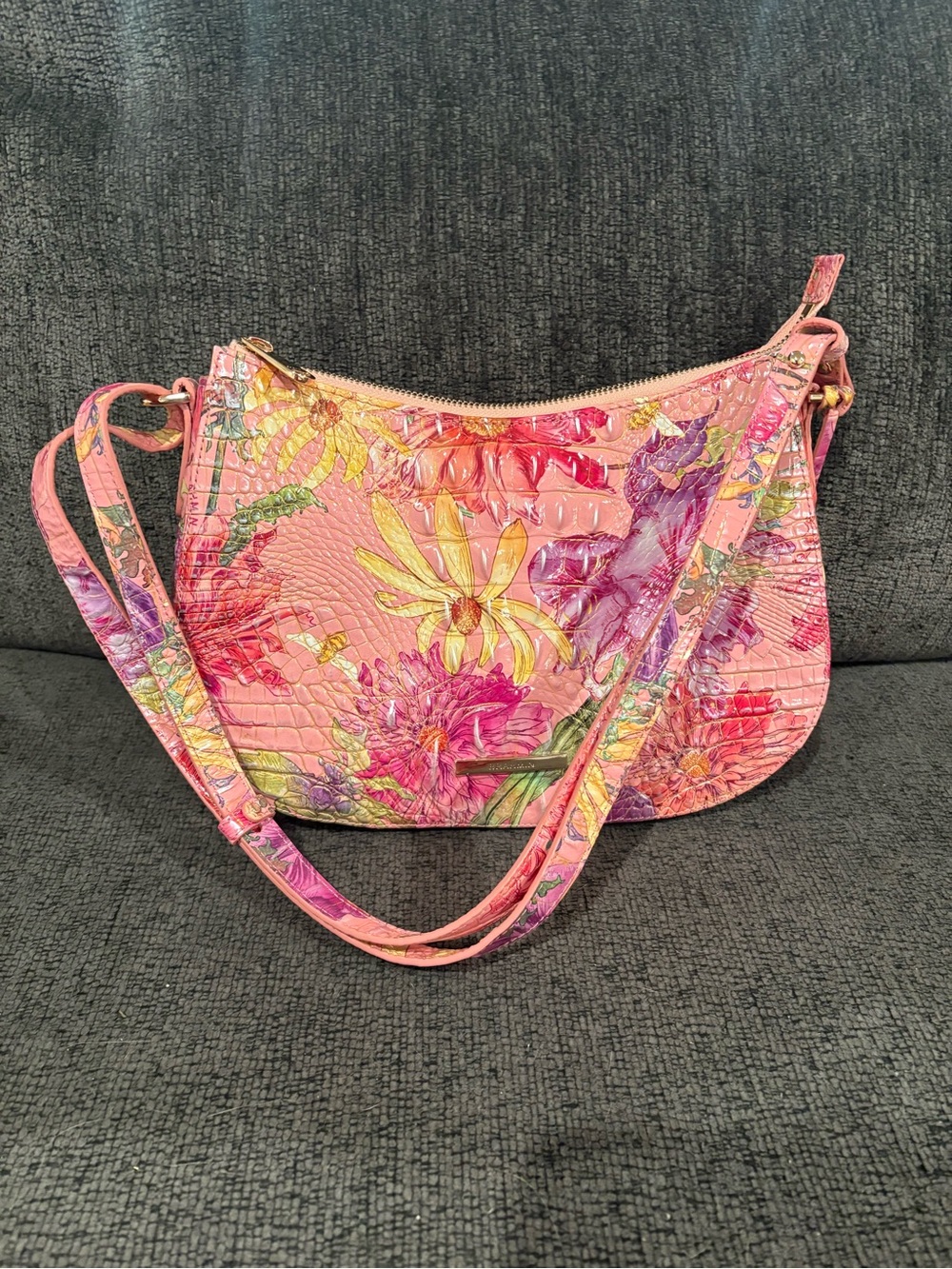 Brahmin Shayna Crossbody Bag Purse Floral Perennial Melbourne Leather